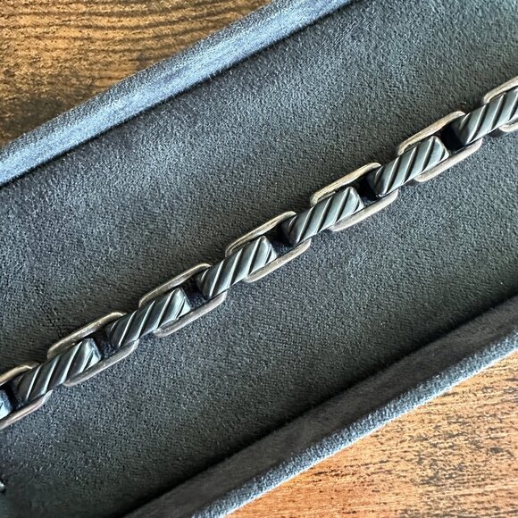 David Yurman Cable Link Bracelet w/ Black Titanium - 7mm - 8.75" - RARE - Picture 5 of 16